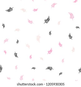 Light Pink vector seamless natural artwork with leaves. Colorful abstract illustration with leaves in doodle style. Pattern for design of fabric, wallpapers.