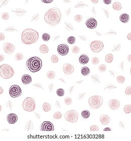 Light Pink vector seamless natural background with leaves and flowers. Modern abstract illustration with leaves and flowers. Design for textile, fabric, wallpapers.