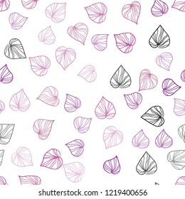 Light Pink vector seamless natural pattern with leaves. leaves on elegant natural pattern with gradient. Pattern for design of window blinds, curtains.