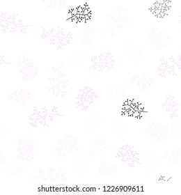 Light Pink vector seamless natural backdrop with branches. Colorful illustration in doodle style with leaves, branches. Pattern for design of fabric, wallpapers.