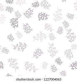 Light Pink vector seamless natural pattern with branches. Decorative design in Indian style on white background. Texture for window blinds, curtains.