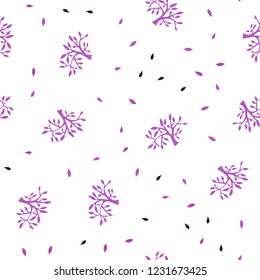 Light Pink vector seamless natural backdrop with leaves, branches. Decorative design in Indian style on white background. Pattern for trendy fabric, wallpapers.