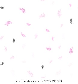 Light Pink vector seamless natural backdrop with leaves. Colorful abstract illustration with leaves in doodle style. Pattern for trendy fabric, wallpapers.