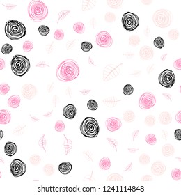 Light Pink vector seamless natural background with leaves and flowers. Decorative design in Indian style on white background. Design for wallpaper, fabric makers.