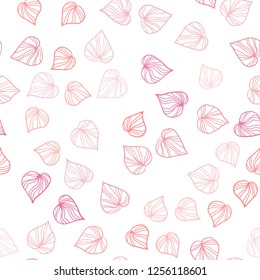 Light Pink vector seamless natural artwork with leaves. Shining colored illustration with leaves in doodle style. Pattern for design of window blinds, curtains.