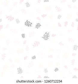 Light Pink vector seamless natural background with leaves, branches. Leaves and branches with gradient on white background. Design for textile, fabric, wallpapers.
