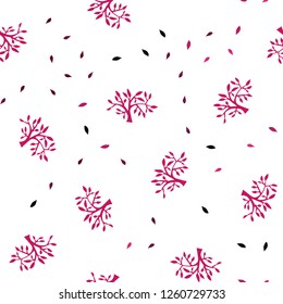 Light Pink vector seamless natural pattern with leaves, branches. Creative illustration in blurred style with leaves, branches. Design for wallpaper, fabric makers.