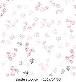 Light Pink vector seamless natural pattern with leaves. New colorful illustration in doodle style with leaves. Design for textile, fabric, wallpapers.