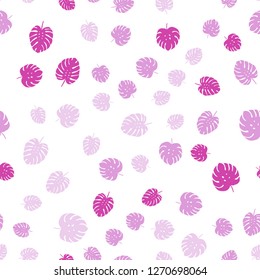 Light Pink vector seamless natural pattern with leaves. Blurred decorative design in Indian style with leaves. Pattern for design of fabric, wallpapers.