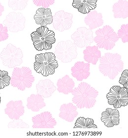 Light Pink vector seamless natural background with flowers. Modern abstract illustration with flowers. Texture for window blinds, curtains.