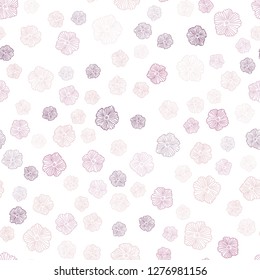 Light Pink vector seamless natural backdrop with flowers. Modern abstract illustration with flowers. Texture for window blinds, curtains.