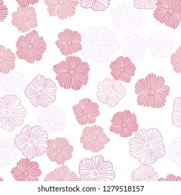 Light Pink vector seamless natural pattern with flowers. Brand new colored illustration with flowers. Pattern for design of fabric, wallpapers.