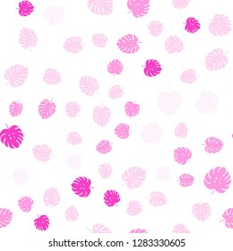 Light Pink vector seamless natural artwork with leaves. Creative illustration in blurred style with leaves. Template for business cards, websites.