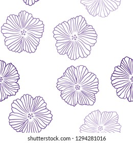 Light Pink vector seamless natural pattern with flowers. Modern abstract illustration with flowers. Template for business cards, websites.