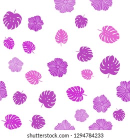 Light Pink vector seamless natural background with flowers, leaves. An elegant bright illustration with leaves and flowers. Texture for window blinds, curtains.