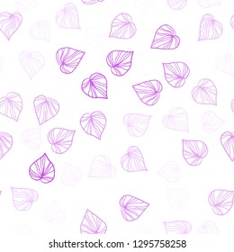 Light Pink vector seamless natural backdrop with leaves. Brand new colored illustration in blurry style with leaves. Template for business cards, websites.