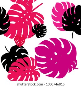 Light Pink vector seamless natural pattern with leaves. New colorful illustration in doodle style with leaves. Design for textile, fabric, wallpapers.