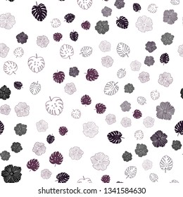 Light Pink vector seamless natural background with leaves, flowers. Decorative design in Indian style on white background. Design for textile, fabric, wallpapers.