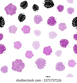 Light Pink vector seamless natural background with flowers, leaves. Modern abstract illustration with leaves and flowers. Pattern for design of fabric, wallpapers.