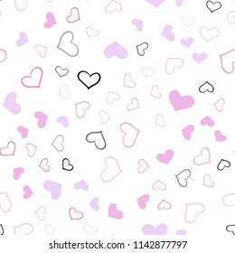 Light Pink vector seamless pattern with colorful hearts. Glitter abstract illustration with colorful hearts in romantic style. Pattern for carnival, festival romantic leaflets.