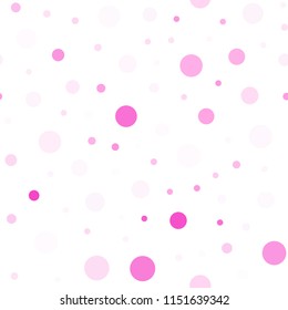 Light Pink vector seamless pattern with spheres. Abstract illustration with colored bubbles in nature style. Pattern for design of fabric, wallpapers.