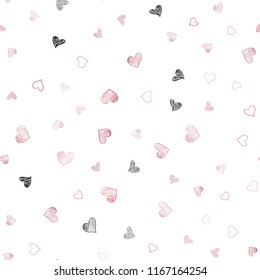 Light Pink vector seamless pattern with colorful hearts. Glitter abstract illustration with colorful hearts in romantic style. Pattern can be used for valentine's ad, booklets.