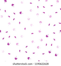 Light Pink vector seamless pattern with coffee beans, cups. Gradient illustration with set of mugs, beans. Template of a black hot beverage in a cafe.