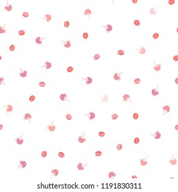 Light Pink vector seamless pattern with coffee beans, cups. Gradient illustration with set of mugs, beans. Pattern for ad, booklets, leaflets of restaurants.