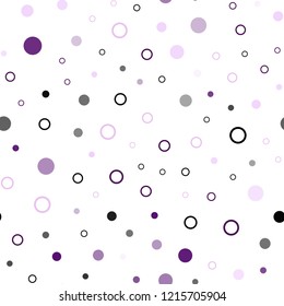 Light Pink vector seamless pattern with spheres. Glitter abstract illustration with blurred drops of rain. Template for business cards, websites.