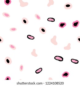 Light Pink vector seamless pattern with spheres. Blurred decorative design in abstract style with bubbles. Pattern for trendy fabric, wallpapers.