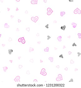 Light Pink vector seamless pattern with colorful hearts. Hearts on blurred abstract background with colorful gradient. Design for ad, poster, banner of Valentine Day.