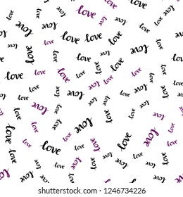 Light Pink vector seamless pattern with phrase LOVE YOU. Colorful illustration with quote LOVE YOU in celebration style. Design for wallpaper, fabric makers.