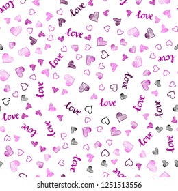 Light Pink vector seamless pattern with phrase LOVE YOU, hearts. Colorful gradient phrase LOVE YOU, hearts in abstract style. Design for wallpaper, fabric makers.