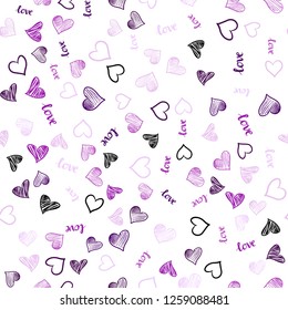 Light Pink vector seamless pattern with phrase LOVE YOU, hearts. Illustration with phrase LOVE YOU, hearts for valentine's day. Design for wallpaper, fabric makers.