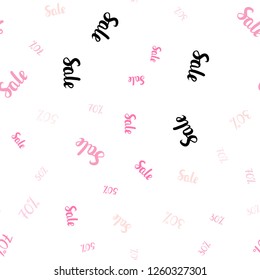 Light Pink vector seamless pattern with 30, 50, 70 percentage signs. Gradient illustration with discount signs on white backdrop. Backdrop for super sales on Black Friday.