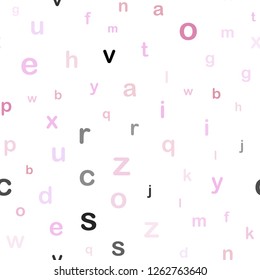 Light Pink vector seamless pattern with ABC symbols. Shining illustration with ABC symbols on abstract template. Texture for window blinds, curtains.