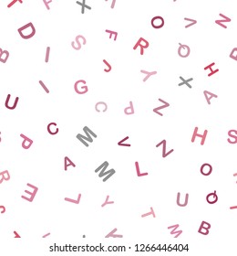 Light Pink vector seamless pattern with ABC symbols. Colored alphabet signs with gradient on white background. Pattern for design of fabric, wallpapers.