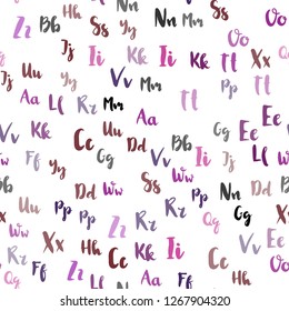 Light Pink vector seamless pattern with ABC symbols. Shining colorful illustration with isolated letters. Design for wallpaper, fabric makers.