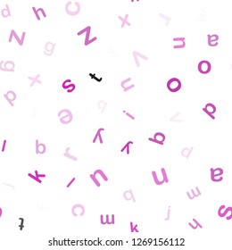 Light Pink vector seamless pattern with ABC symbols. Blurred design in simple style with signs of alphabet. Pattern for design of fabric, wallpapers.