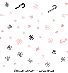 Light Pink vector seamless pattern with delicious xmas candies.