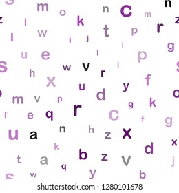 Light Pink vector seamless pattern with ABC symbols. Shining colorful illustration with isolated letters. Pattern for trendy fabric, wallpapers.