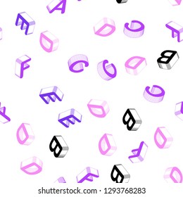 Light Pink vector seamless pattern with 3D ABC symbols. Abstract illustration with 3D ABC symbols. Pattern for trendy fabric, wallpapers.
