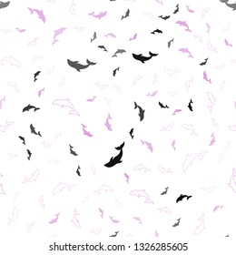 Light Pink vector seamless pattern with sea dolphins. Natural illustration with sea dolphins. Template for natural magazines.