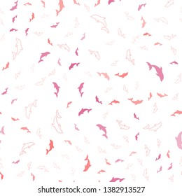 Light Pink vector seamless pattern with sea dolphins. Isolated sea dolphins on white background. Template for natural magazines.