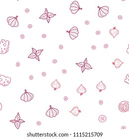 Light Pink vector seamless template with organic meal. Blurred decorative design of snacks in doodle style. Design for ad, poster, banner of cafes or restaurants.