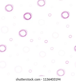 Light Pink vector seamless template with circles. Glitter abstract illustration with blurred drops of rain. Pattern can be used as texture of wallpapers.