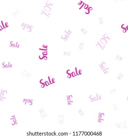 Light Pink vector seamless template with 30% selling. Gradient illustration with discount signs on white backdrop. Backdrop for super sales on Black Friday.