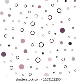 Light Pink vector seamless template with circles. Modern abstract illustration with colorful water drops. Pattern for design of window blinds, curtains.