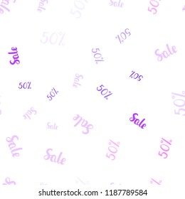 Light Pink vector seamless template with 50% selling. Shining colorful illustration with isolated selling prices. Backdrop for super sales on Black Friday.