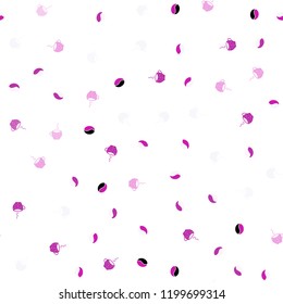 Light Pink vector seamless template with cups of coffee, beans. Gradient illustration with set of mugs, beans. Design for ad, poster, banner of cafes, restaurants.